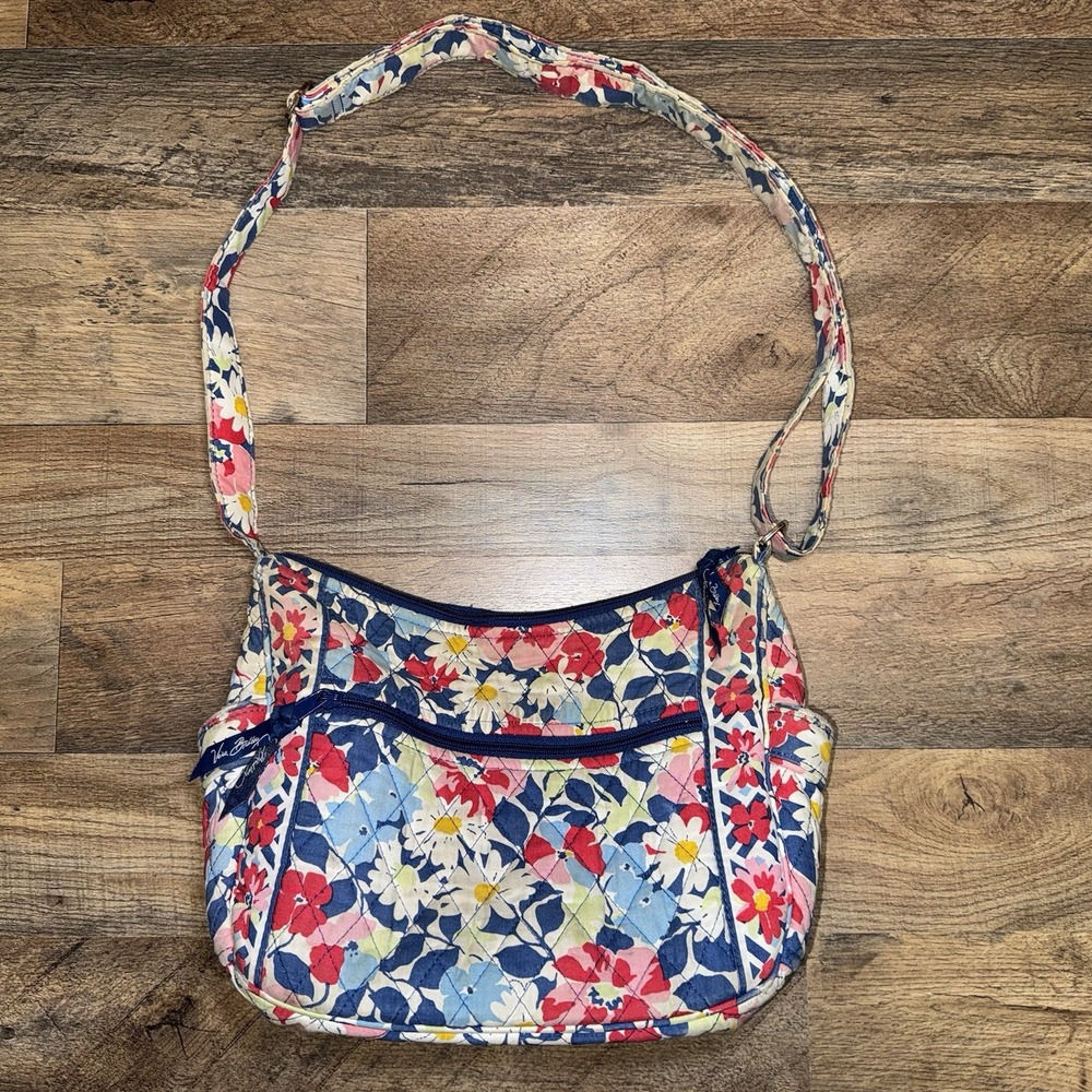 Vera Bradley Shoulder Crossbody Purse Floral Multicolor Blue Pink Green